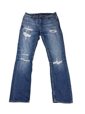 BKE Alec Slim Fit Distressed Men’s Jeans 32x30 Medium Wash Ripped Denim (OO622)